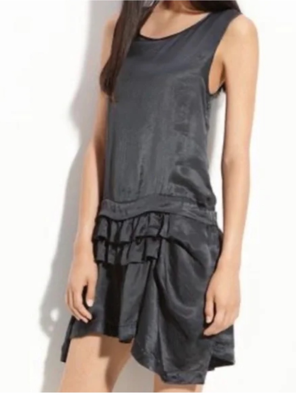 Theory Sleeveless Mini Dress in Charcoal Gray Black